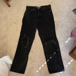Mango Women's Black Distressed Boyfriend Jeans